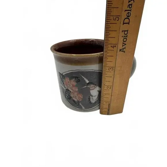 Otagiri Hummingbird and Hibiscus Embossed Coffee Mug Japan Stoneware - Picture 8 of 9